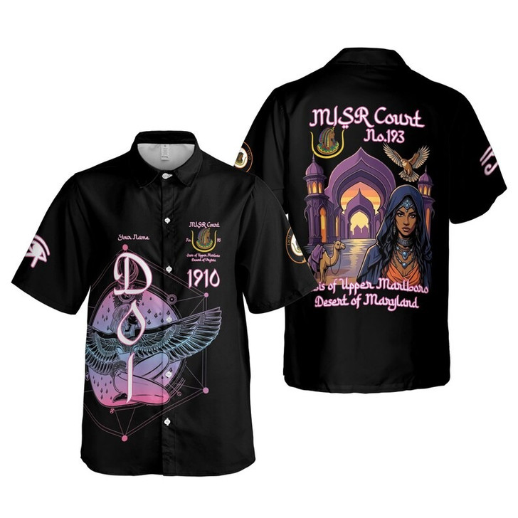 Personalized Court Name DOI Daughters Of Isis Purple Lady Shriners AEAONMS 3D Button Down Size S-5XL