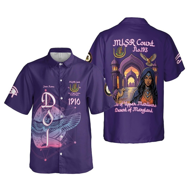 Personalized Court Name DOI Daughters Of Isis Purple Lady Shriners AEAONMS 3D Button Down Size S-5XL