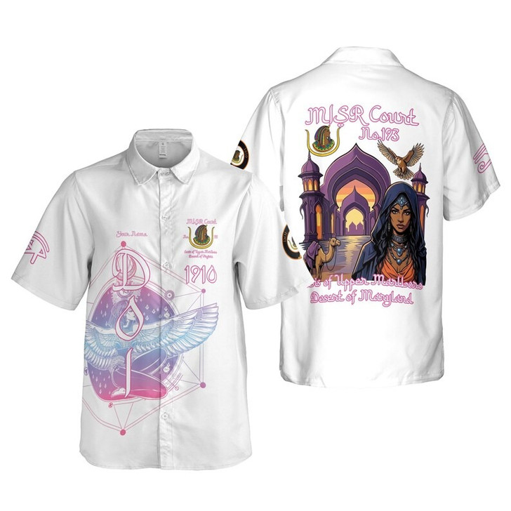 Personalized Court Name DOI Daughters Of Isis Purple Lady Shriners AEAONMS 3D Button Down Size S-5XL