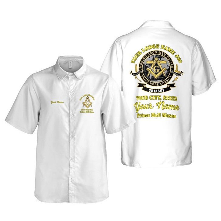 Personalized Name Prince Hall 2B1 ASK1 Making Good Men Better Freemasonry 3D Button Down Size S-5XL