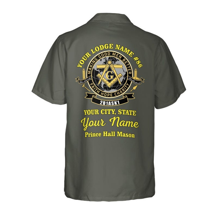 Personalized Name Prince Hall 2B1 ASK1 Making Good Men Better Freemasonry 3D Button Down Size S-5XL