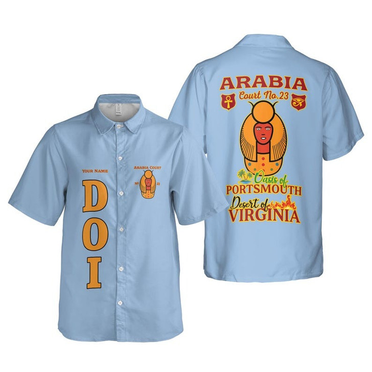Personalized Name DOI York Rite Daughter Of Isis Masonic 3D Button Down Size S-5XL