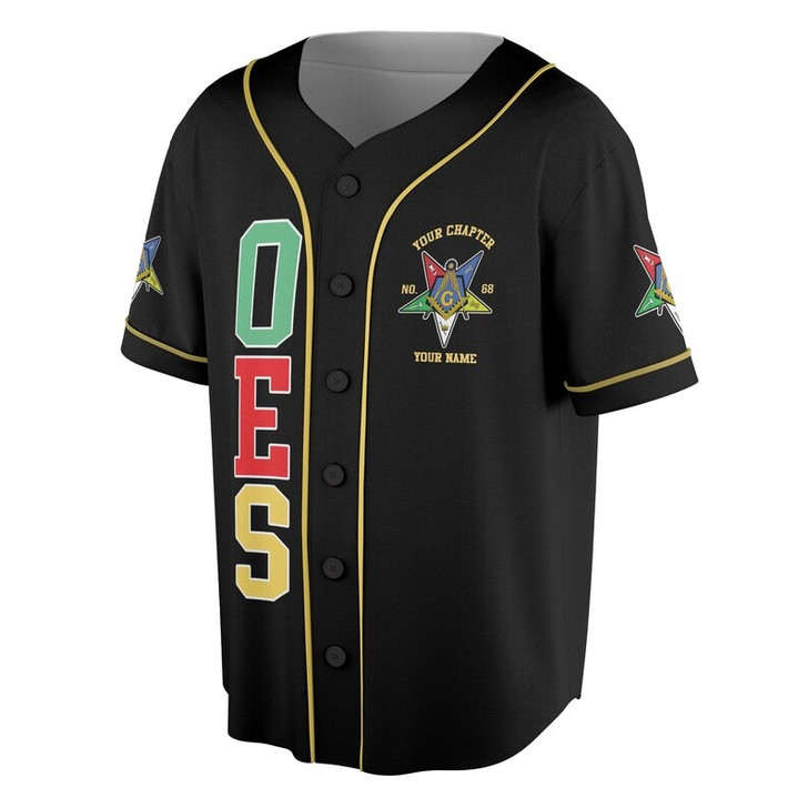 Custom Name Order of the Eastern Star Masonic Lodge OES 3D Baseball Jersey Shirt Size S-5XL