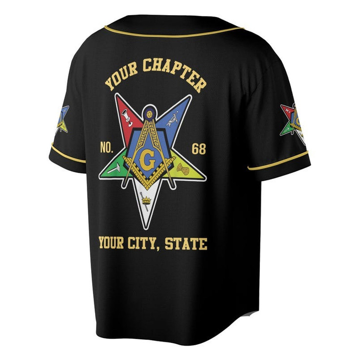 Custom Name Order of the Eastern Star Masonic Lodge OES 3D Baseball Jersey Shirt Size S-5XL