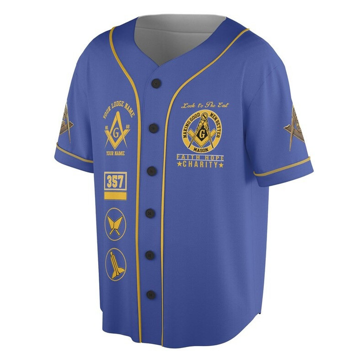 Custom Freemason Worldwide Brotherhood Mason 2B1 Ask1 357 3D Baseball Jersey Shirt Size S-5XL