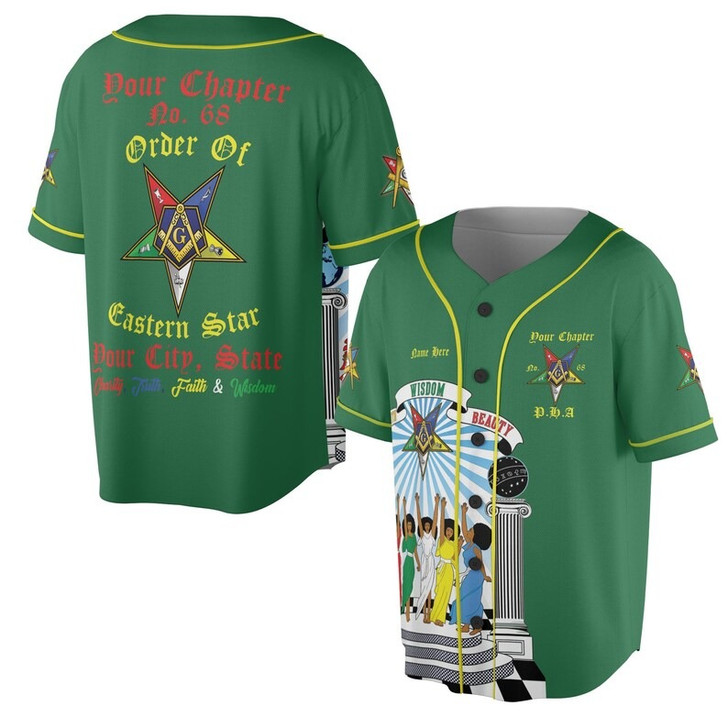 Custom Chapter Name OES Order of the Eastern Star Masonic The light connection 3D Baseball Jersey Shirt Size S-5XL