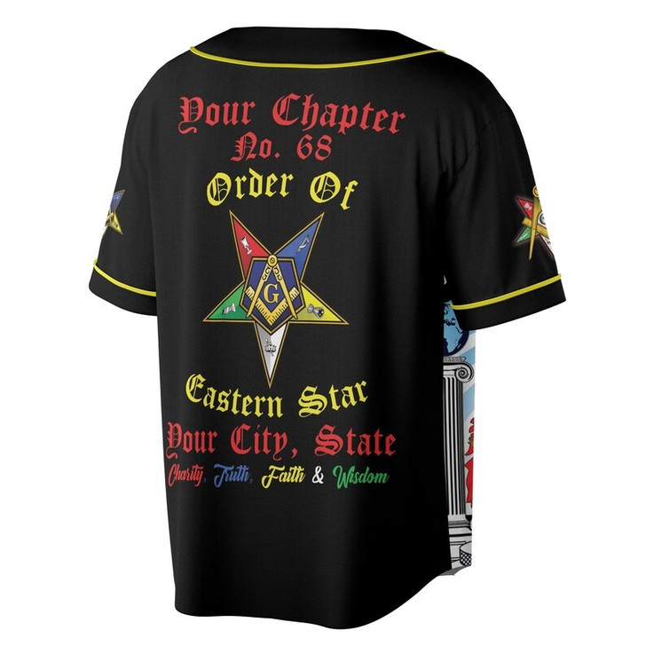 Custom Chapter Name OES Order of the Eastern Star Masonic The light connection 3D Baseball Jersey Shirt Size S-5XL