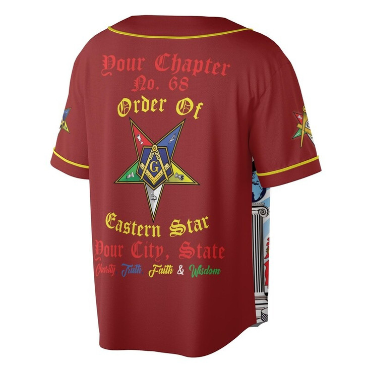 Custom Chapter Name OES Order of the Eastern Star Masonic The light connection 3D Baseball Jersey Shirt Size S-5XL