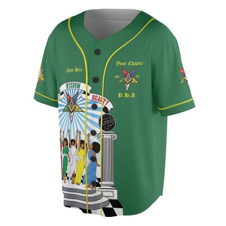 Custom Chapter Name OES Order of the Eastern Star Masonic The light connection 3D Baseball Jersey Shirt Size S-5XL