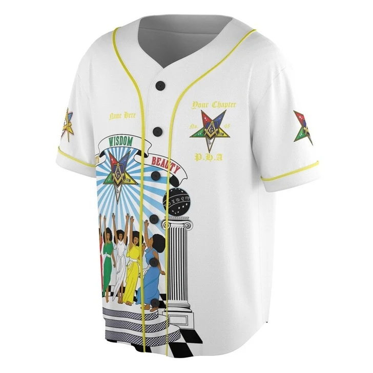 Custom Chapter Name OES Order of the Eastern Star Masonic The light connection 3D Baseball Jersey Shirt Size S-5XL