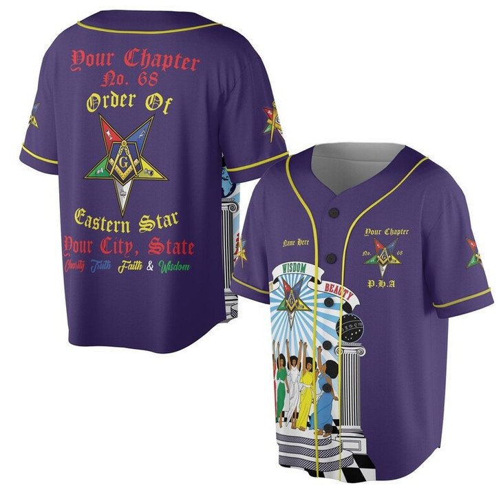 Custom Chapter Name OES Order of the Eastern Star Masonic The light connection 3D Baseball Jersey Shirt Size S-5XL