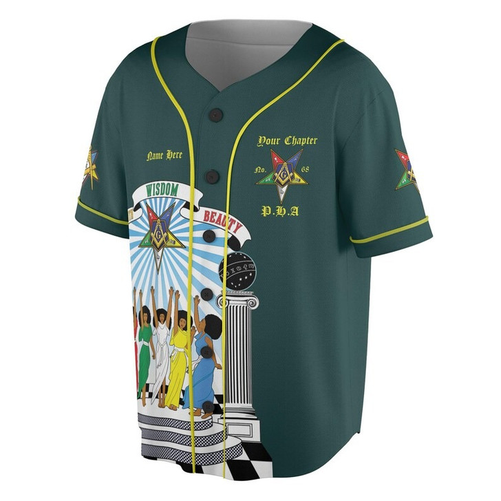 Custom Chapter Name OES Order of the Eastern Star Masonic The light connection 3D Baseball Jersey Shirt Size S-5XL