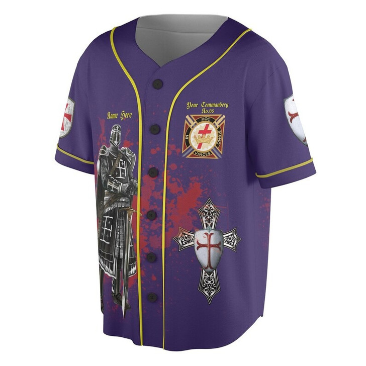 Customize Commandery Name Masonic Knights Templar Freemason 3D Baseball Jersey Shirt Size S-5XL