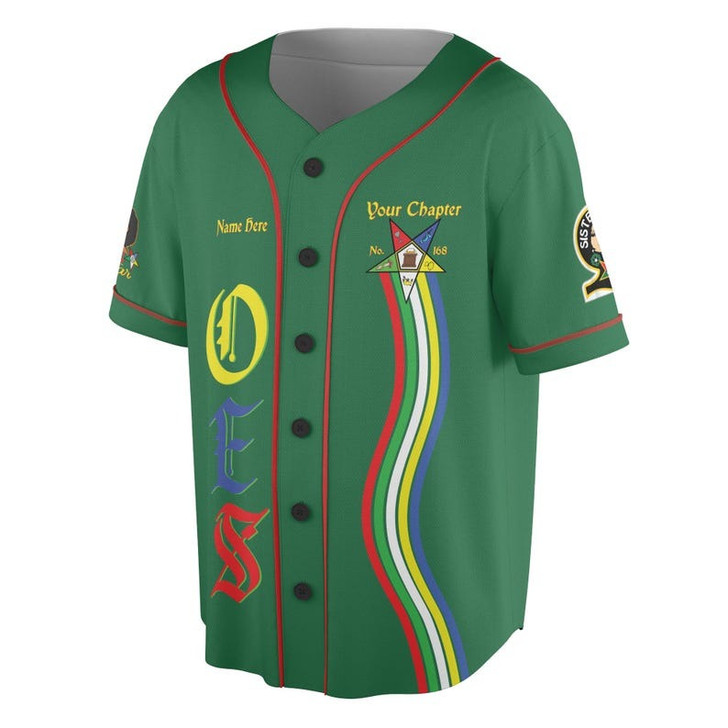 Custom Chapter Name OES Order of the Eastern Star Masonic Destined To Shine 3D Baseball Jersey Shirt Size S-5XL