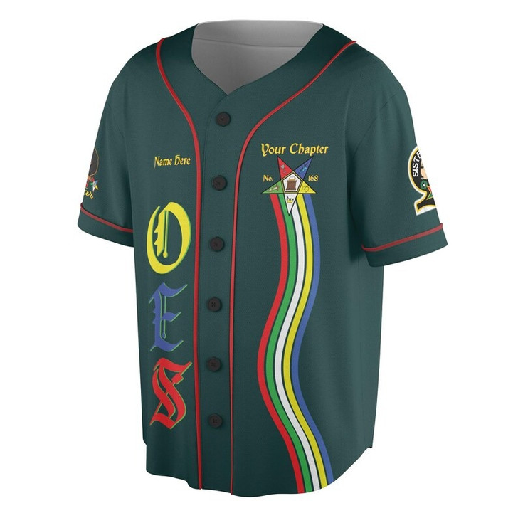 Custom Chapter Name OES Order of the Eastern Star Masonic Destined To Shine 3D Baseball Jersey Shirt Size S-5XL