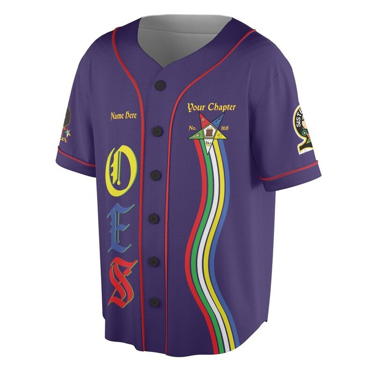 Custom Chapter Name OES Order of the Eastern Star Masonic Destined To Shine 3D Baseball Jersey Shirt Size S-5XL