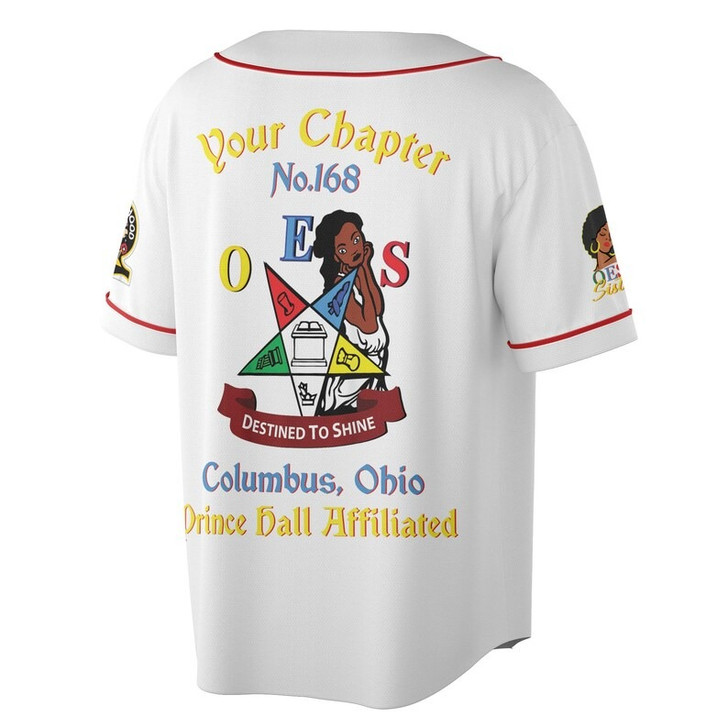 Custom Chapter Name OES Order of the Eastern Star Masonic Destined To Shine 3D Baseball Jersey Shirt Size S-5XL