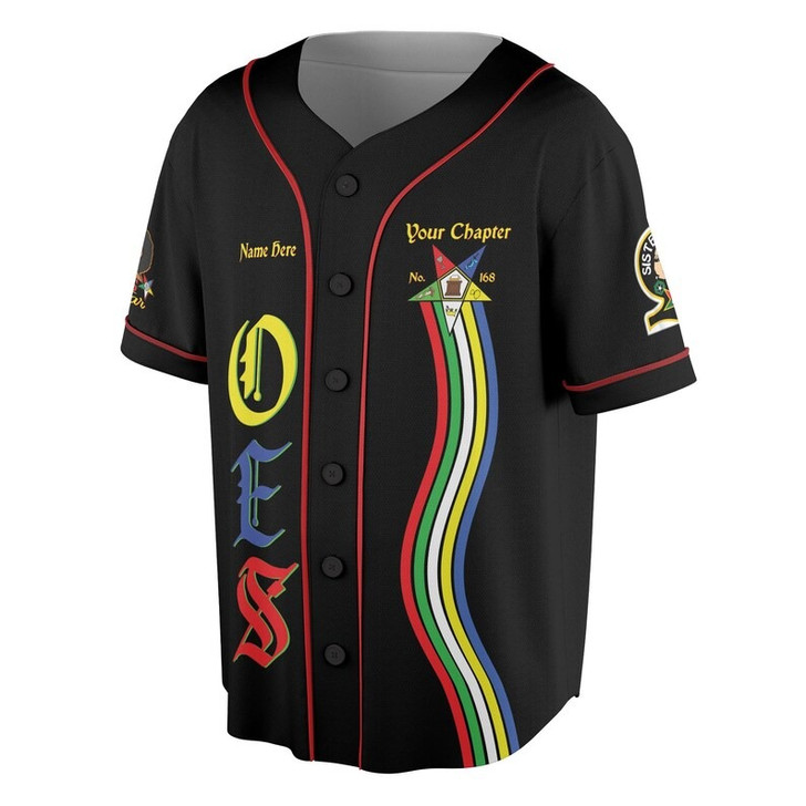 Custom Chapter Name OES Order of the Eastern Star Masonic Destined To Shine 3D Baseball Jersey Shirt Size S-5XL