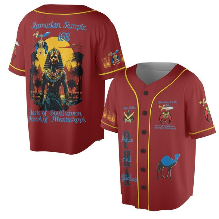 Custom Temple Name Nobles Mystic Shrine AEAONMS PHAraoh King of Desert Pyramids 3D Baseball Jersey Shirt Size S-5XL