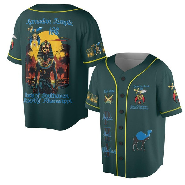 Custom Temple Name Nobles Mystic Shrine AEAONMS PHAraoh King of Desert Pyramids 3D Baseball Jersey Shirt Size S-5XL