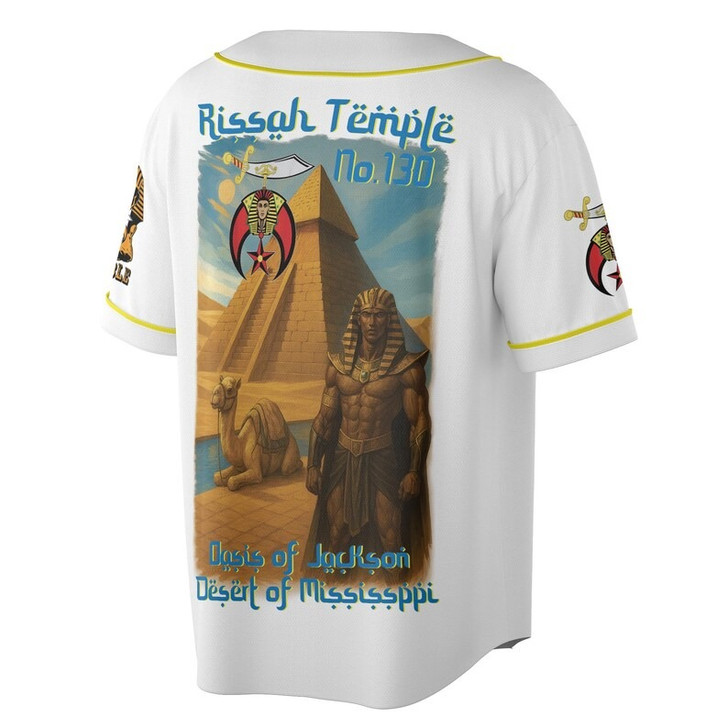 Custom Temple Name Nobles Mystic Shrine AEAONMS Pyramid and Camel Freemasonry 3D Baseball Jersey Shirt Size S-5XL