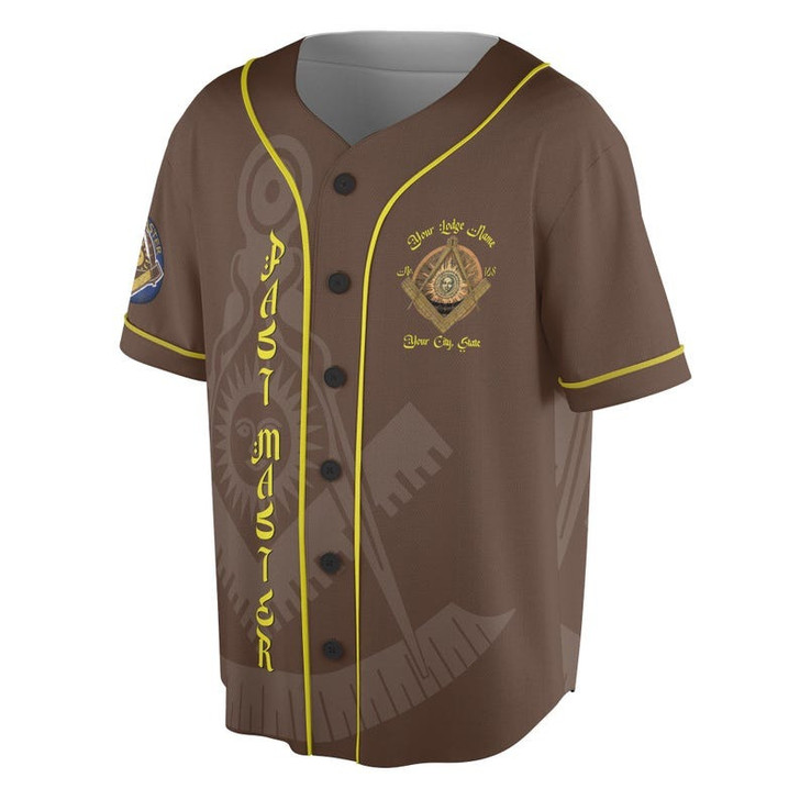 Custom Lodge Name Number Masonic Past Master Sun Freemasonry 3D Baseball Jersey Shirt Size S-5XL
