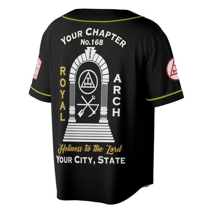 Custom Chapter Name Holy Royal Arch Masonic Keystone York Rite Freemasonry 3D Baseball Jersey Shirt Size S-5XL