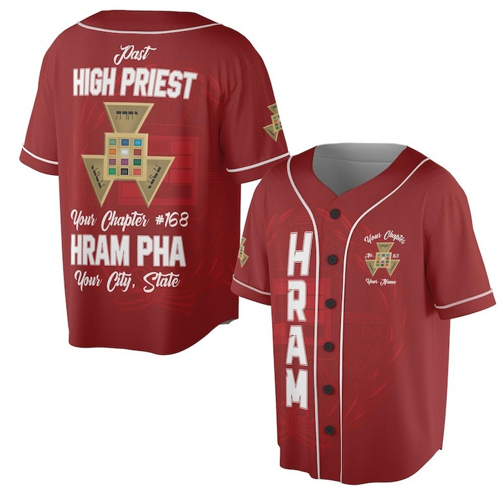 Custom Chapter Name Royal Arch Past High Priest HRAM PHA York Rite Freemasonry 3D Baseball Jersey Shirt Size S-5XL