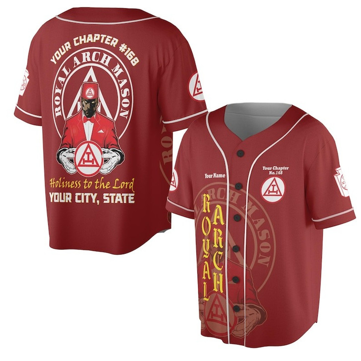 Custom Chapter Name Holy Royal Arch Mansonry PHA York Rite Freemason 3D Baseball Jersey Shirt Size S-5XL