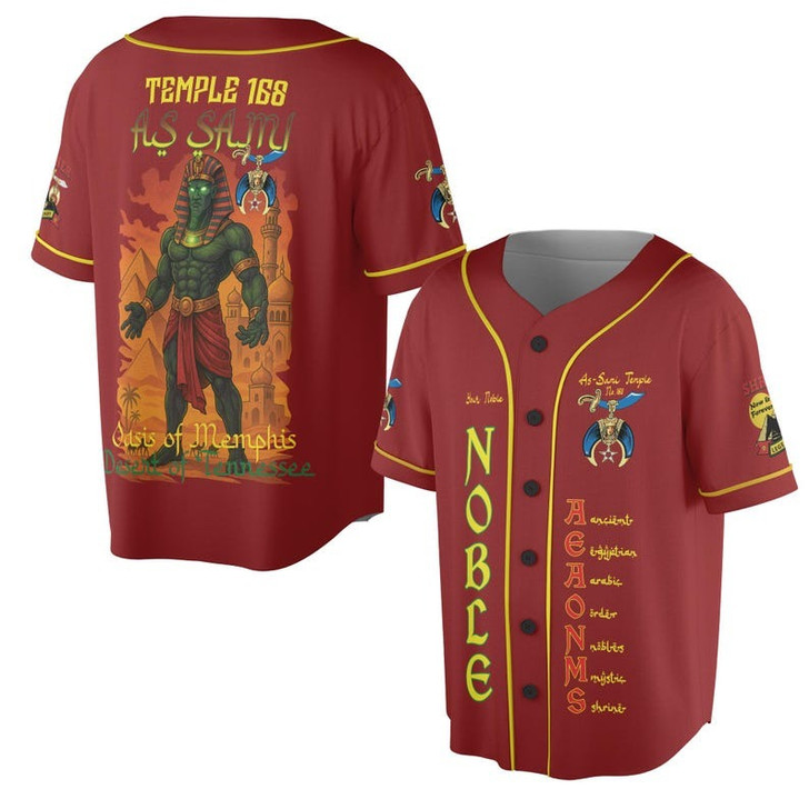 Custom Temple Name Nobles Mystic Shrine AEAONMS Pharaoh Pyramids Legendary Freemasonry 3D Baseball Jersey Shirt Size S-5XL