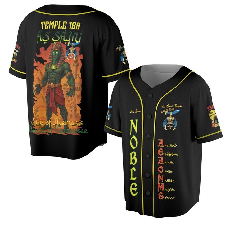 Custom Temple Name Nobles Mystic Shrine AEAONMS Pharaoh Pyramids Legendary Freemasonry 3D Baseball Jersey Shirt Size S-5XL