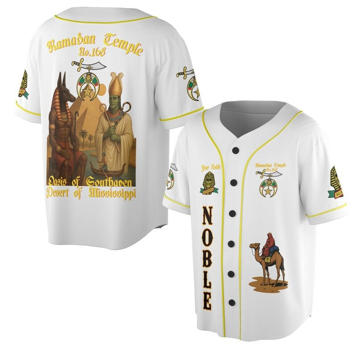 Custom Temple Name Nobles Mystic Shrine AEAONMS Ra And Anubis Nile Freemasonry 3D Baseball Jersey Shirt Size S-5XL