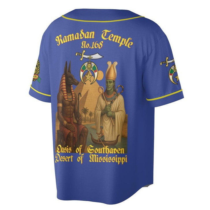 Custom Temple Name Nobles Mystic Shrine AEAONMS Ra And Anubis Nile Freemasonry 3D Baseball Jersey Shirt Size S-5XL