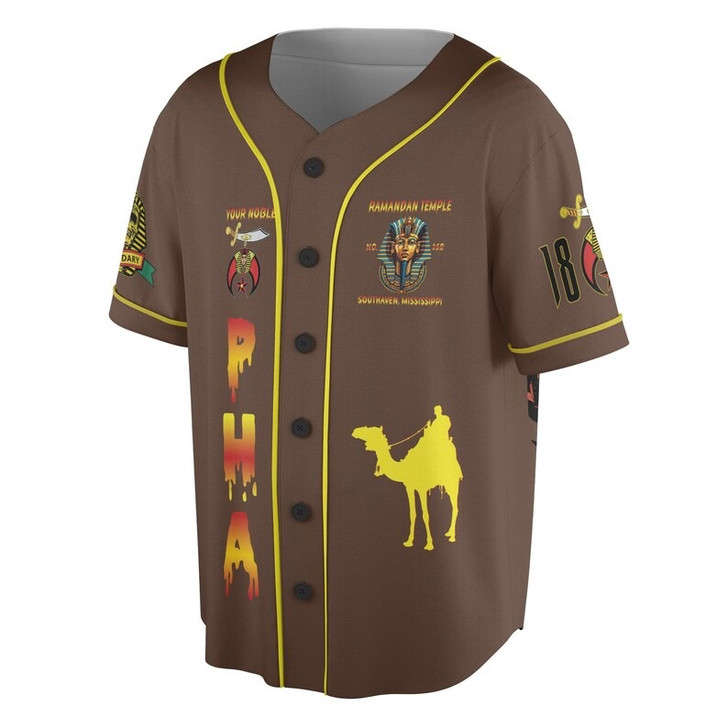 Custom Temple Name Nobles Mystic Shrine AEAONMS Pharaoh King 1893 PHA Freemasonry 3D Baseball Jersey Shirt Size S-5XL