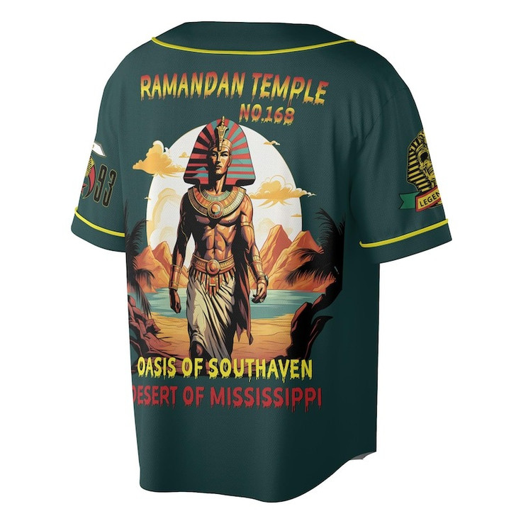 Custom Temple Name Nobles Mystic Shrine AEAONMS Pharaoh King 1893 PHA Freemasonry 3D Baseball Jersey Shirt Size S-5XL