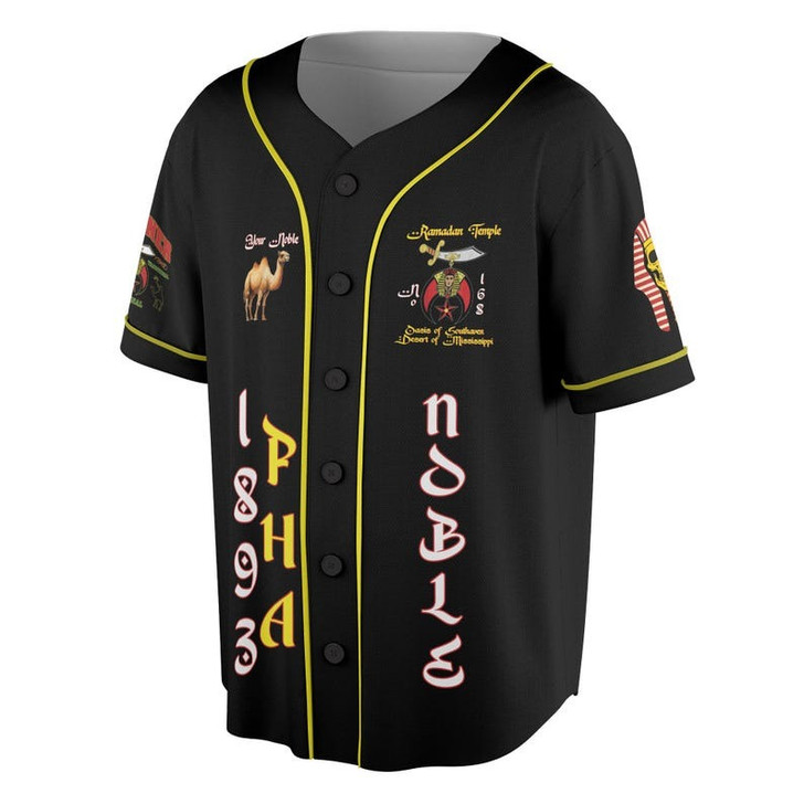 Custom Temple Name Nobles Mystic Shrine AEAONMS 1893 PHA Mythical Pharaoh Freemasonry 3D Baseball Jersey Shirt Size S-5XL