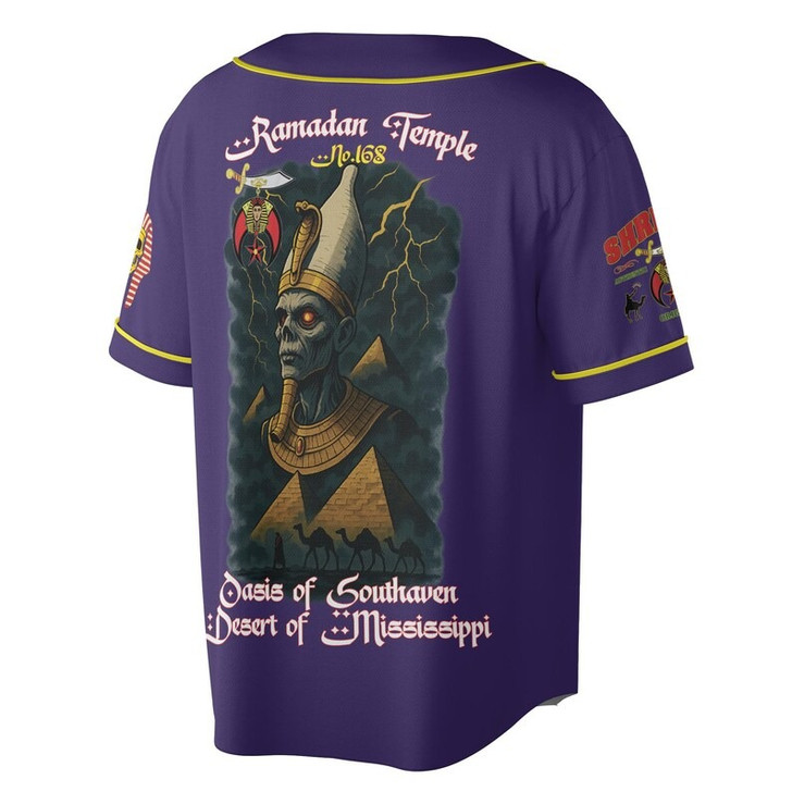 Custom Temple Name Nobles Mystic Shrine AEAONMS 1893 PHA Mythical Pharaoh Freemasonry 3D Baseball Jersey Shirt Size S-5XL