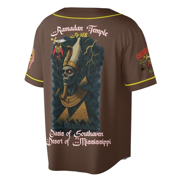 Custom Temple Name Nobles Mystic Shrine AEAONMS 1893 PHA Mythical Pharaoh Freemasonry 3D Baseball Jersey Shirt Size S-5XL