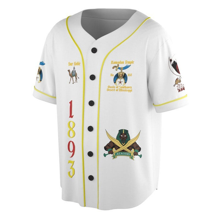 Custom Temple Name Nobles Mystic Shrine AEAONMS God of Wisom PHA Freemasonry 3D Baseball Jersey Shirt Size S-5XL
