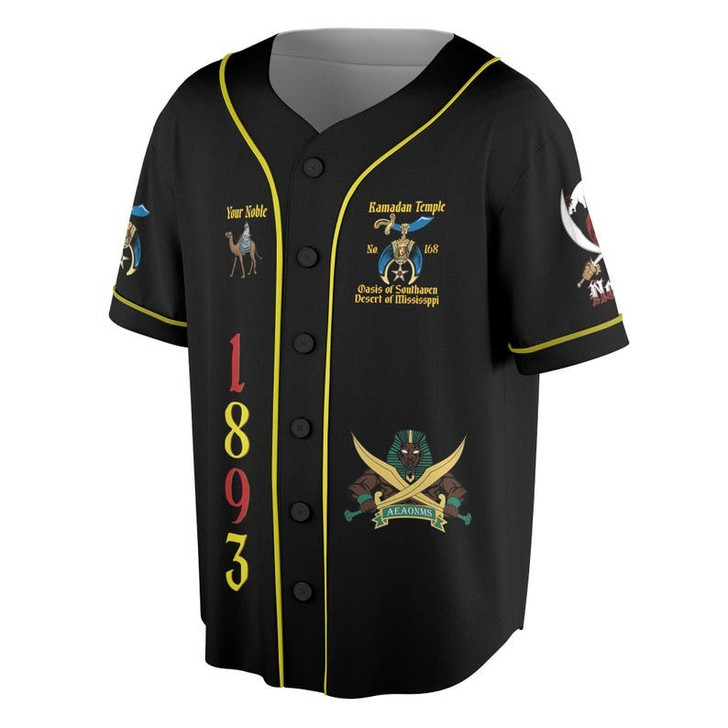Custom Temple Name Nobles Mystic Shrine AEAONMS God of Wisom PHA Freemasonry 3D Baseball Jersey Shirt Size S-5XL