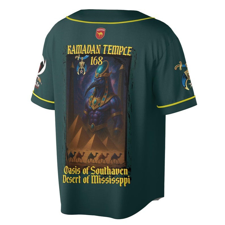 Custom Temple Name Nobles Mystic Shrine AEAONMS God of Wisom PHA Freemasonry 3D Baseball Jersey Shirt Size S-5XL