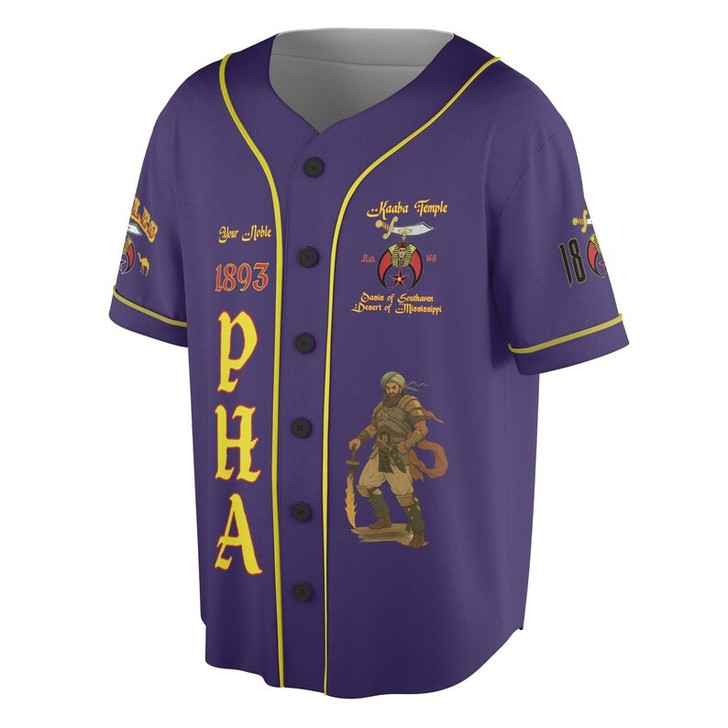 Custom Temple Name Nobles Mystic Shrine AEAONMS Kaaba Guardian PHA 1893 Freemasonry 3D Baseball Jersey Shirt Size S-5XL