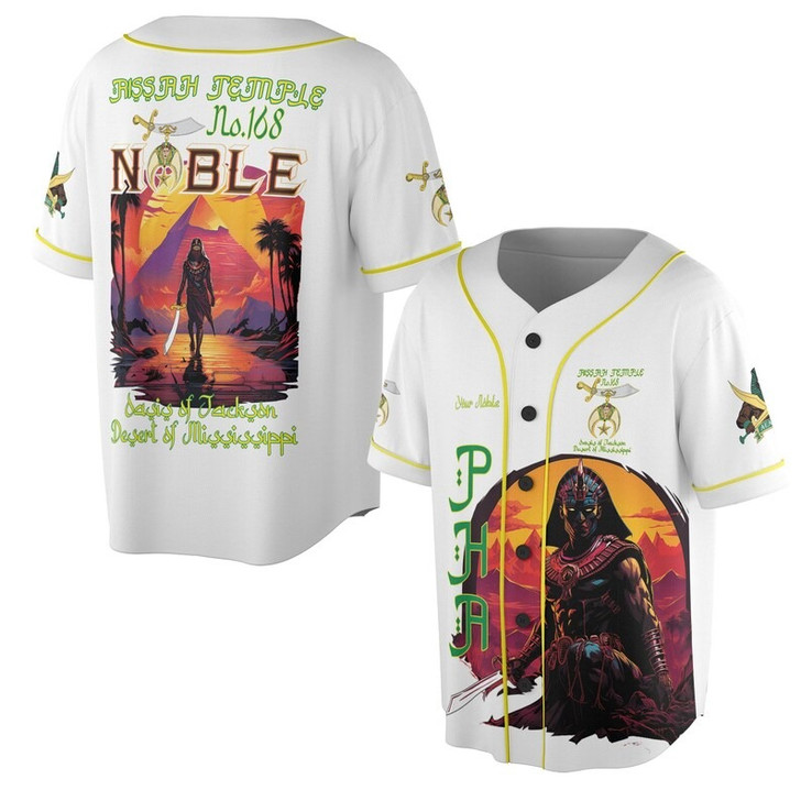 Custom Temple Name Nobles Mystic Shrine AEAONMS Sons Of The Desert Freemasonry 3D Baseball Jersey Shirt Size S-5XL