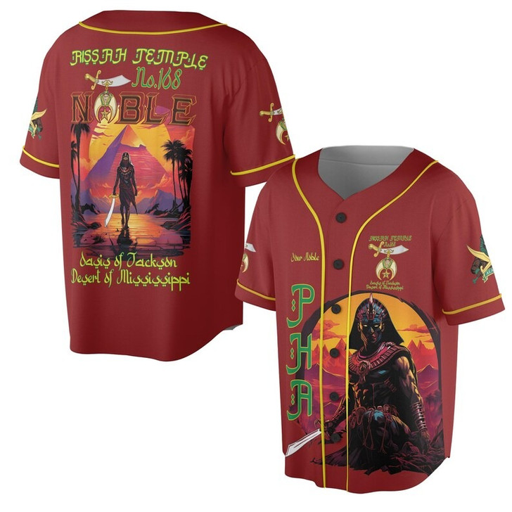 Custom Temple Name Nobles Mystic Shrine AEAONMS Sons Of The Desert Freemasonry 3D Baseball Jersey Shirt Size S-5XL