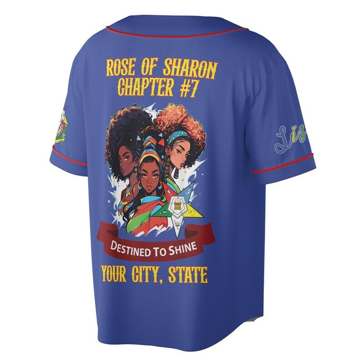 Custom Chapter Name OES Order of the Eastern Sister Destined To Shine 3D Baseball Jersey Shirt Size S-5XL