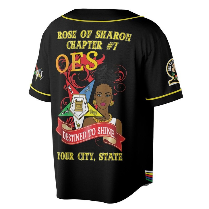Custom Chapter Name OES Diva Sisters Order of the Eastern Sister Destined To Shine 3D Baseball Jersey Shirt Size S-5XL
