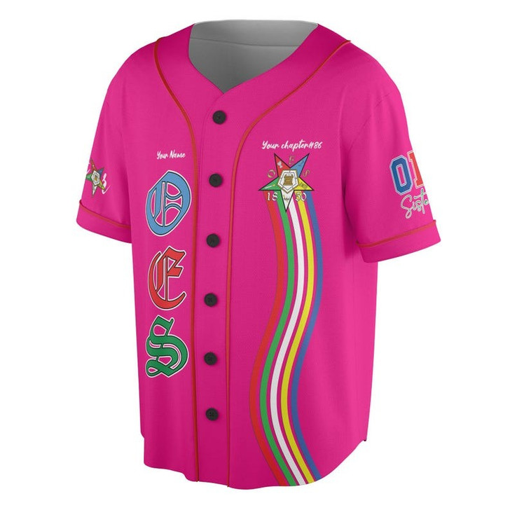 Custom Chapter Name OES Order Of The Eastern Star 1850 Electa Adah Ruth Esther Martha 3D Baseball Jersey Shirt Size S-5XL