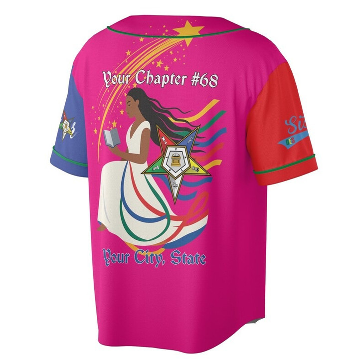 Custom Chapter Name OES Diva Sister Order Of The Eastern Color Block 3D Baseball Jersey Shirt Size S-5XL
