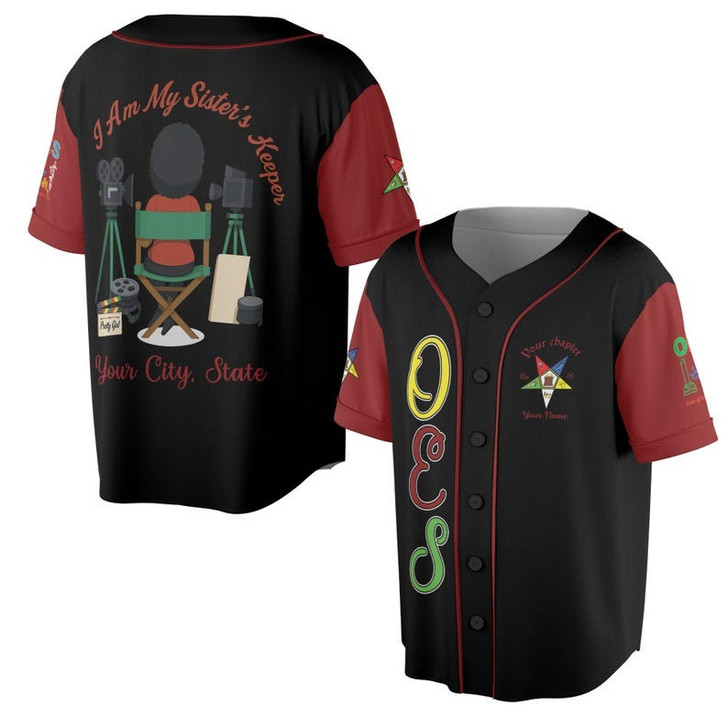 Custom Chapter Name OES Order Of The Eastern Star I Am My Sisters Keeper 3D Baseball Jersey Shirt Size S-5XL