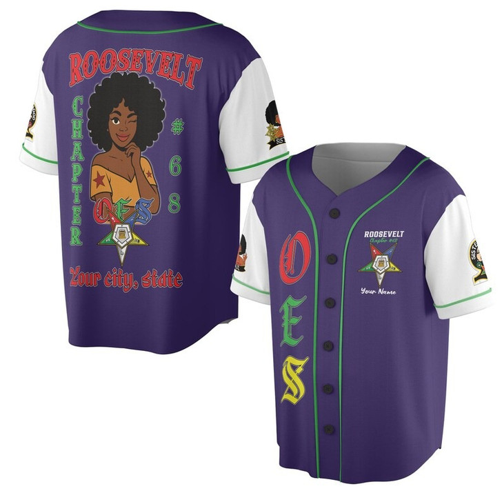 Custom Chapter Name OES Order Of The Eastern Star Sisterhood 3D Baseball Jersey Shirt Size S-5XL